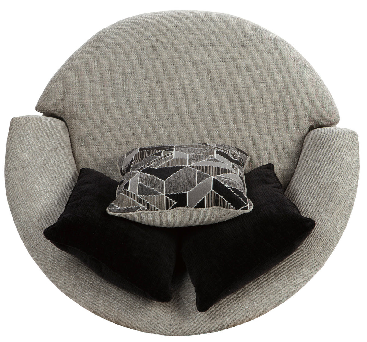 STOVALL Beige Gray 58" Wide Oversized Round Swivel Chair