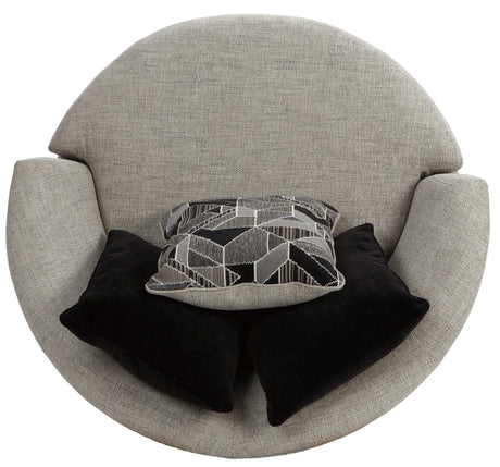 STOVALL Beige Gray 58" Wide Oversized Round Swivel Chair