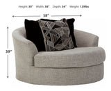 STOVALL Beige Gray 58" Wide Oversized Round Swivel Chair