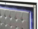 STRADA Black Alligator Texture & Mirror Bed with LED's