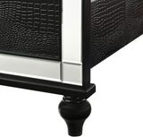 STRADA Black Alligator Texture & Mirror Bedroom Set with LED's