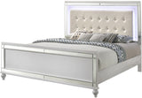 STRADA White Alligator Texture & Mirror Bedroom Set with LED's