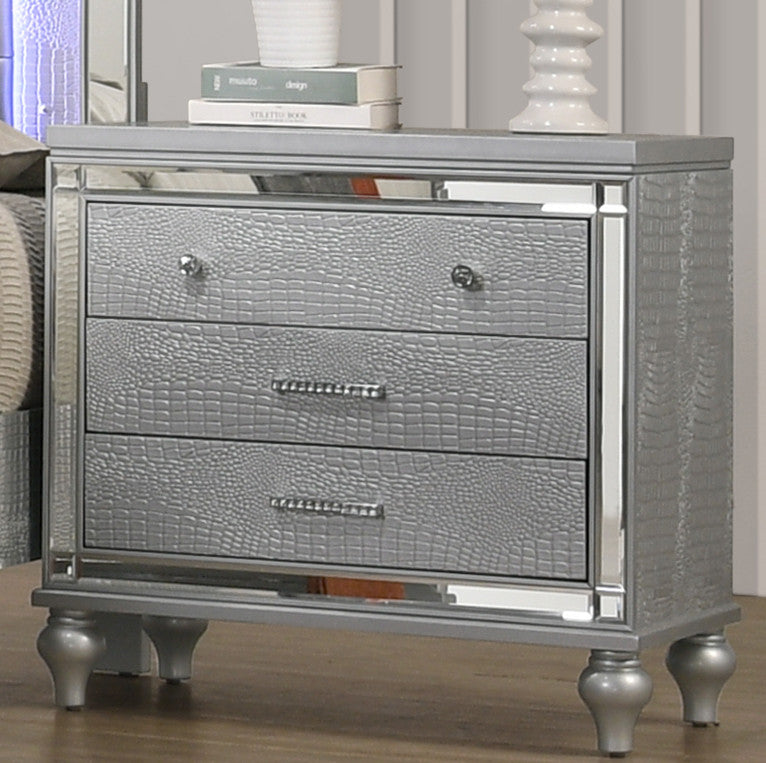 STRADA Silver Alligator Texture 31" Wide Nightstand