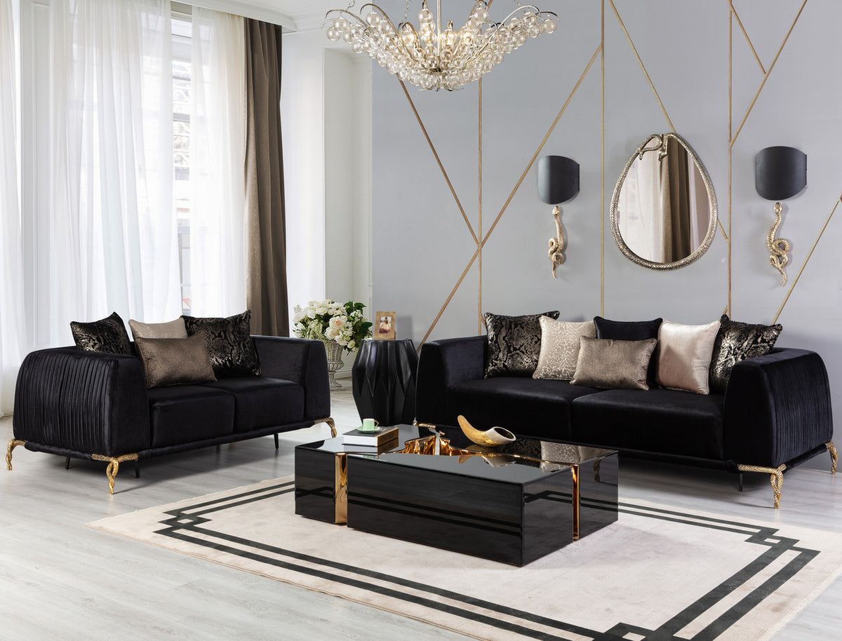 STUTZ Black Luxury Sofa & Loveseat *Closeout