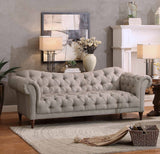 Santa Monica Brown/Almond Tone Fabric Tufted Back Sofa