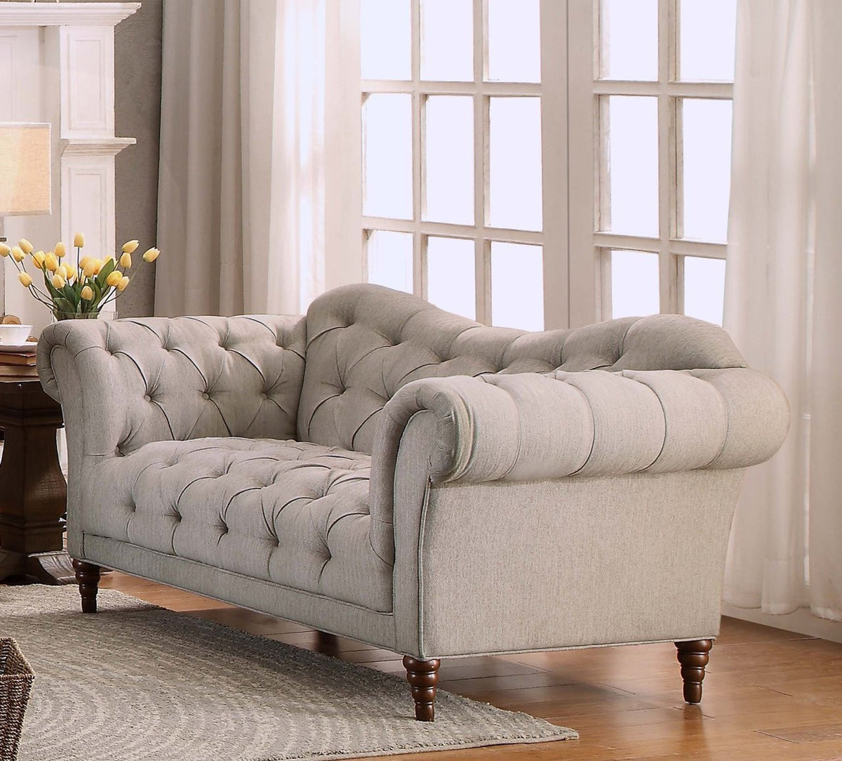 Santa Monica Tone Fabric Tufted Back Loveseat