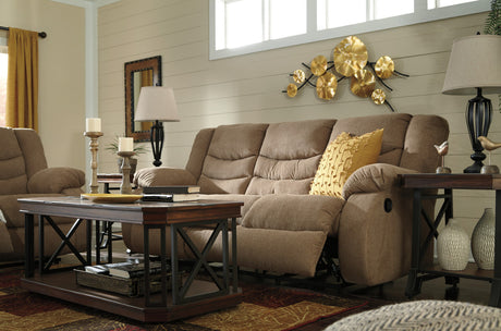 SARGE Mocha 87" Wide Reclining Sofa