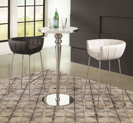 Savino White & Stainless Steel Bar Table