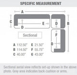 SEDONA Light Brown 125" Wide Power Sectional with USB Ports