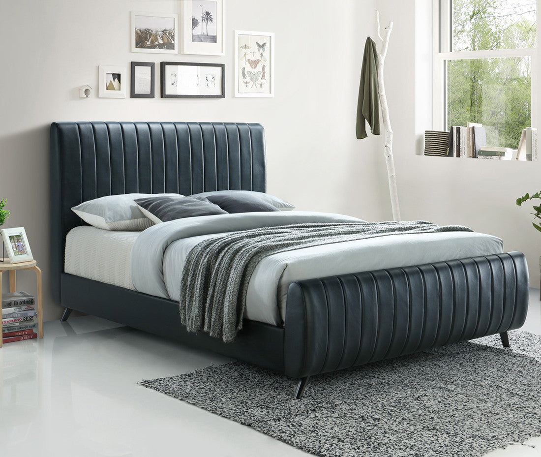 SETH Black Faux Leather Bed