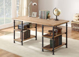 SMITH 60'' Wide Burnished Brown Wood/Iron Desk
