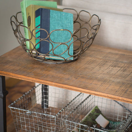 SMITH Burnished Brown Wood/Iron Tv Stand/Sofa Table