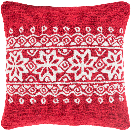 Designer Snowflake Red Pillow
