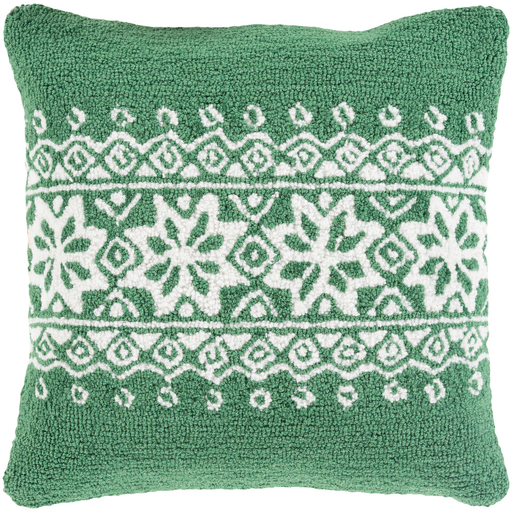 Designer Snowflake Green Pillow