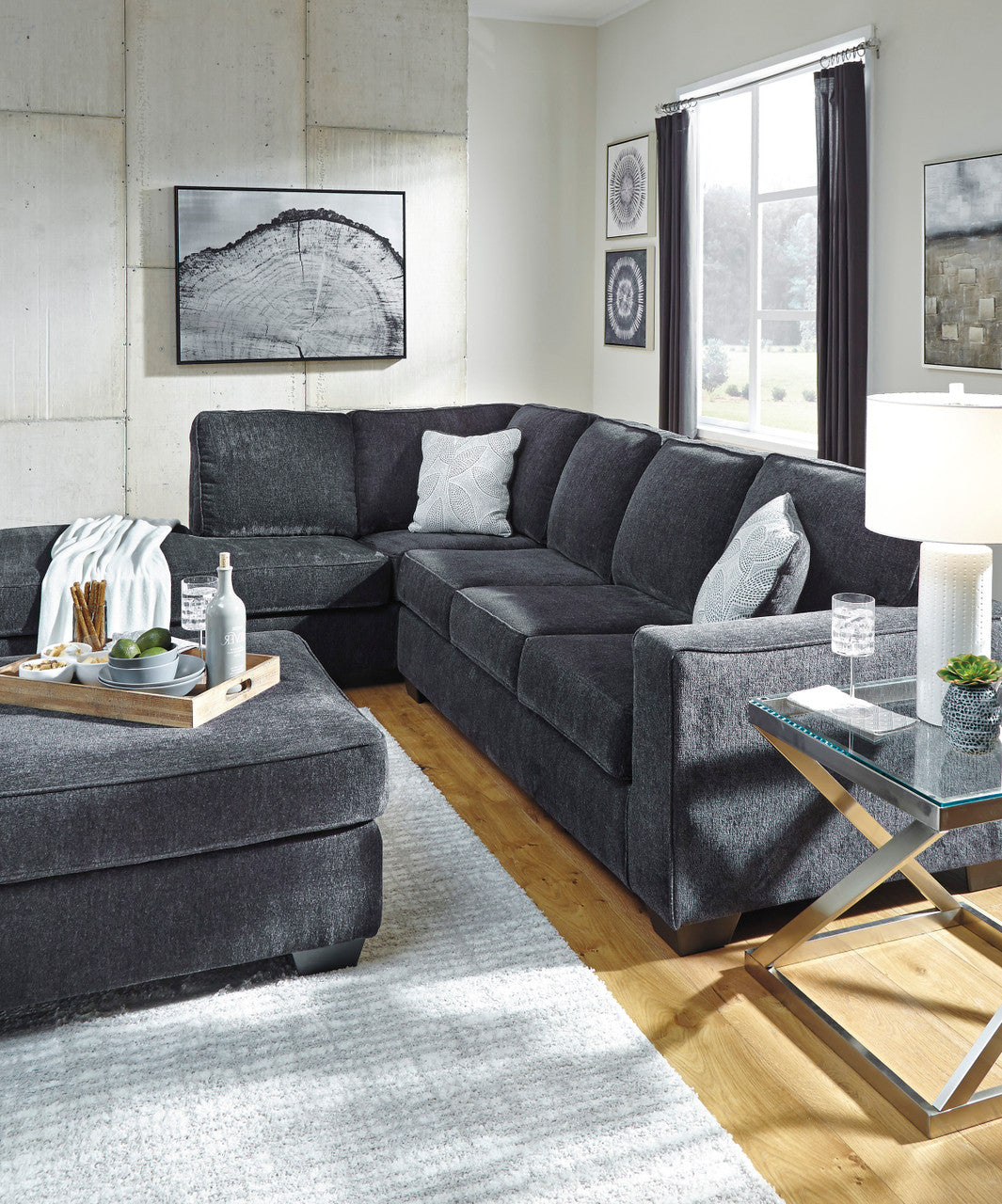 STELLAR Dark Gray 112" Wide Queen Sleeper Sectional