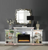 TAHITI Mirrored 82" Wide Fireplace with LED Lights & Bluetooth