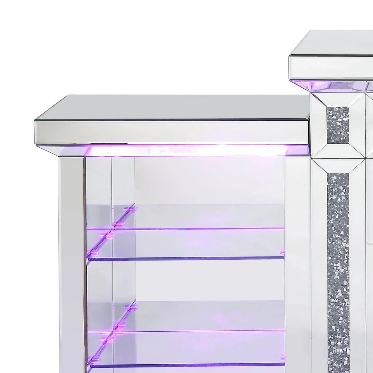 TAHITI Mirrored 82" Wide Fireplace with LED Lights & Bluetooth