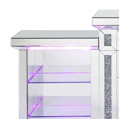TAHITI Mirrored 82" Wide Fireplace with LED Lights & Bluetooth