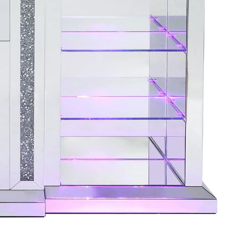TAHITI Mirrored 82" Wide Fireplace with LED Lights & Bluetooth