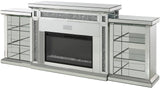 TAHITI Mirrored 82" Wide Fireplace with LED Lights & Bluetooth