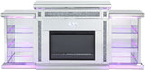 TAHITI Mirrored 82" Wide Fireplace with LED Lights & Bluetooth