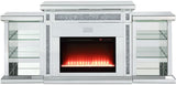 TAHITI Mirrored 82" Wide Fireplace with LED Lights & Bluetooth