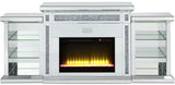 TAHITI Mirrored 82" Wide Fireplace with LED Lights & Bluetooth
