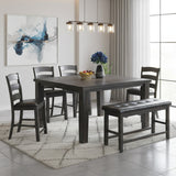 TAVIRA Antique Gray 6 Piece Counter Height Set with Bench