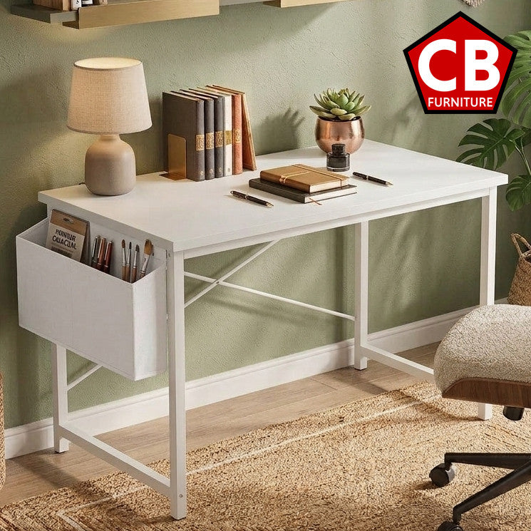 KESNER White 32" Wide x 20" Depth Desk with Storage (RTA)