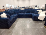 TEXAN Dark Blue Corduroy 160" Wide x 122" Depth Oversized Sectional