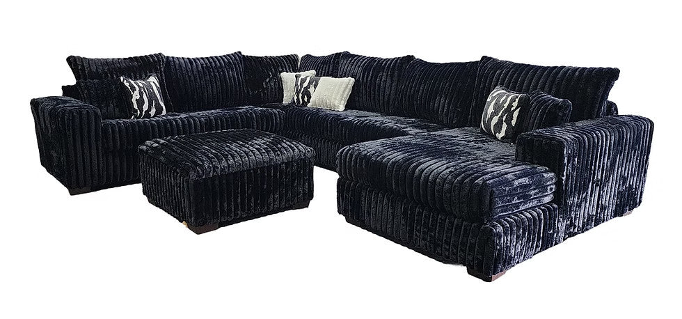 TEXAN Black Corduroy 160" Wide x 122" Depth Oversized Sectional