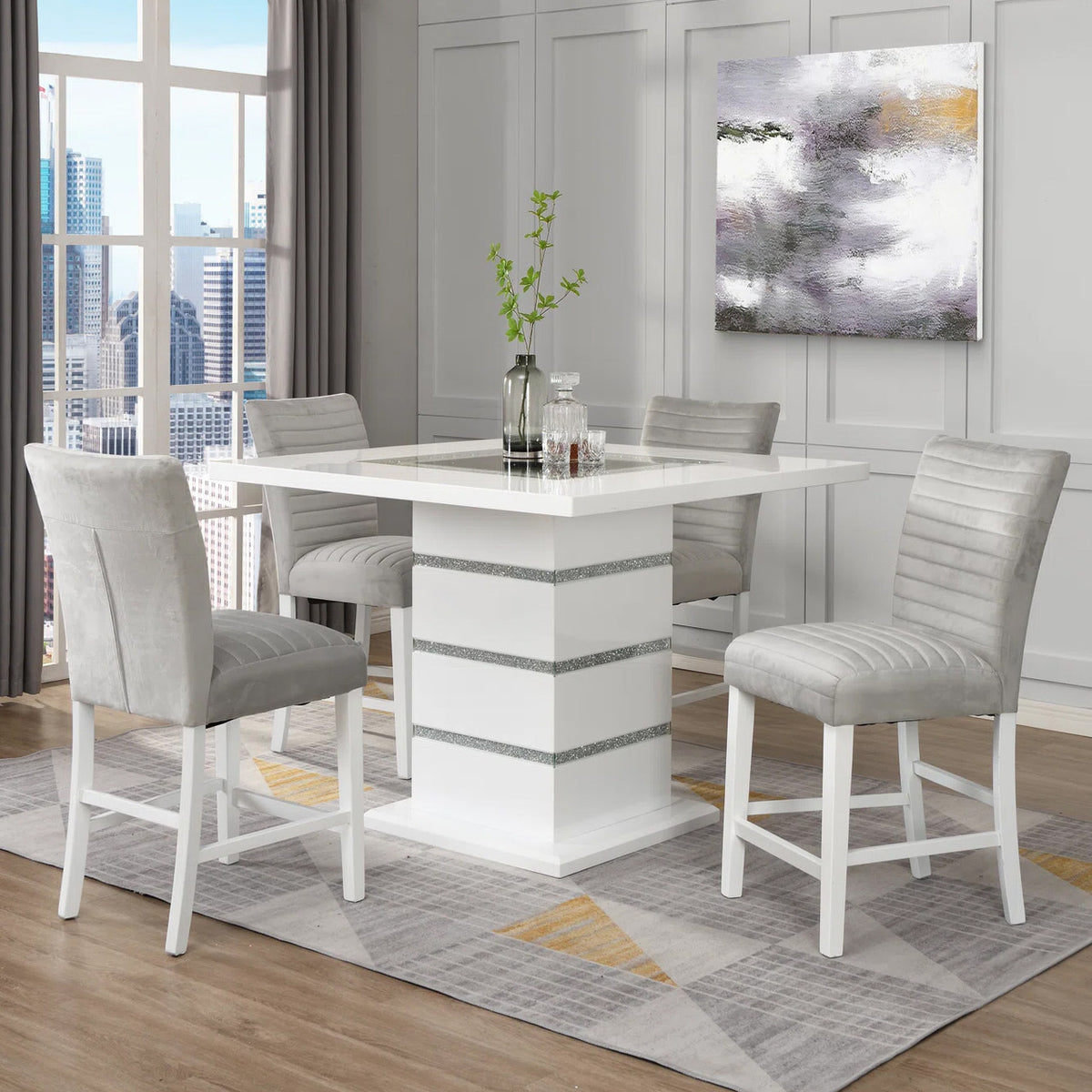 TEZNIA 5 Piece Counter Height Set