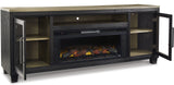 TOLAR Black 83" Wide x 33" Height TV Stand with Fireplace & Bluetooth Speakers