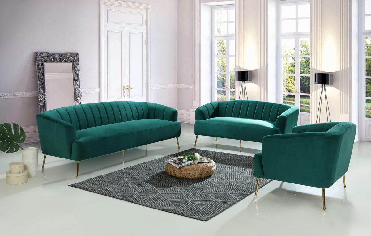 TULUM Green Velvet Livingroom Set