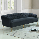 TULUM Black Velvet 84" Wide Sofa