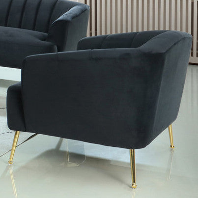 TULUM Black Velvet 43" Wide Arm Chair