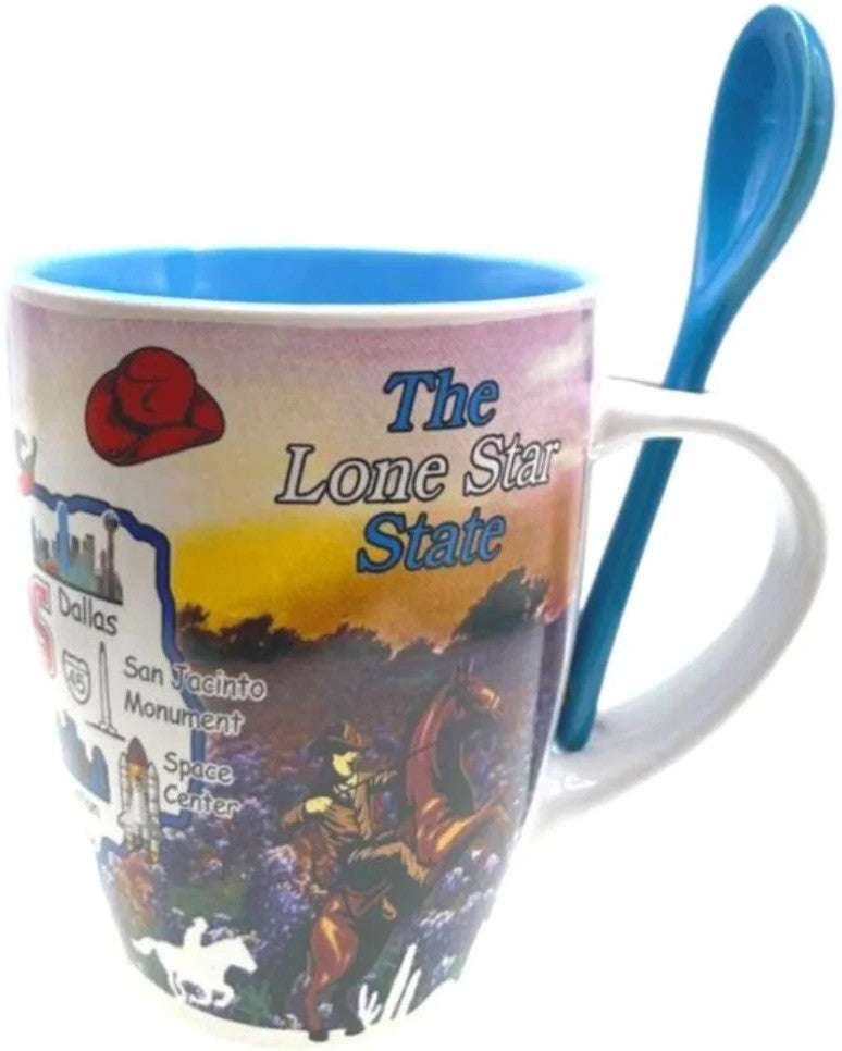 TEXAS Lone Star Mug with Spoon, 13 oz.