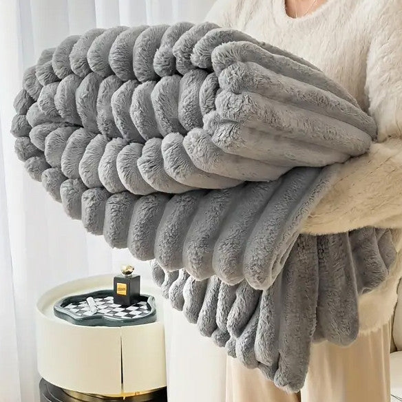 MEDEA Light Gray Fleece Corduroy Throw/Blanket