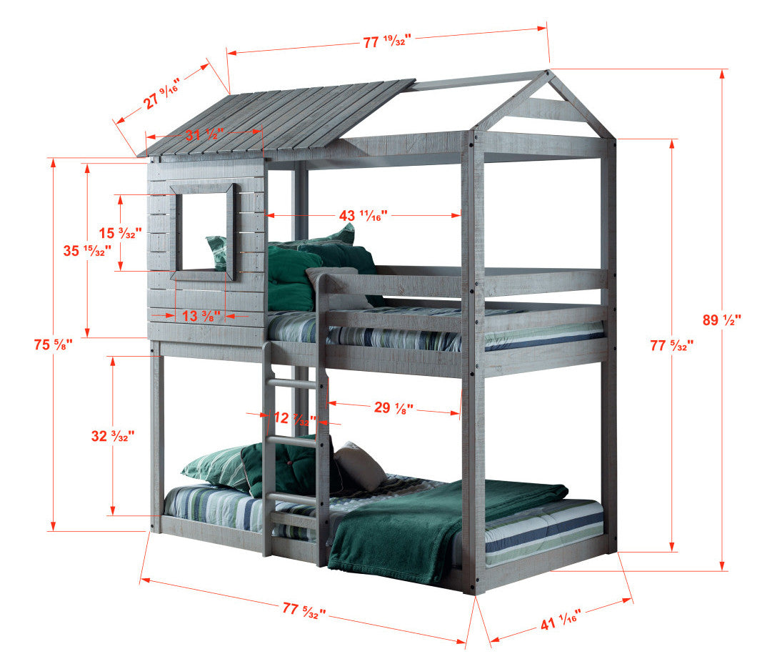 SUITE 10 Rustic Gray Twin Bunkbed