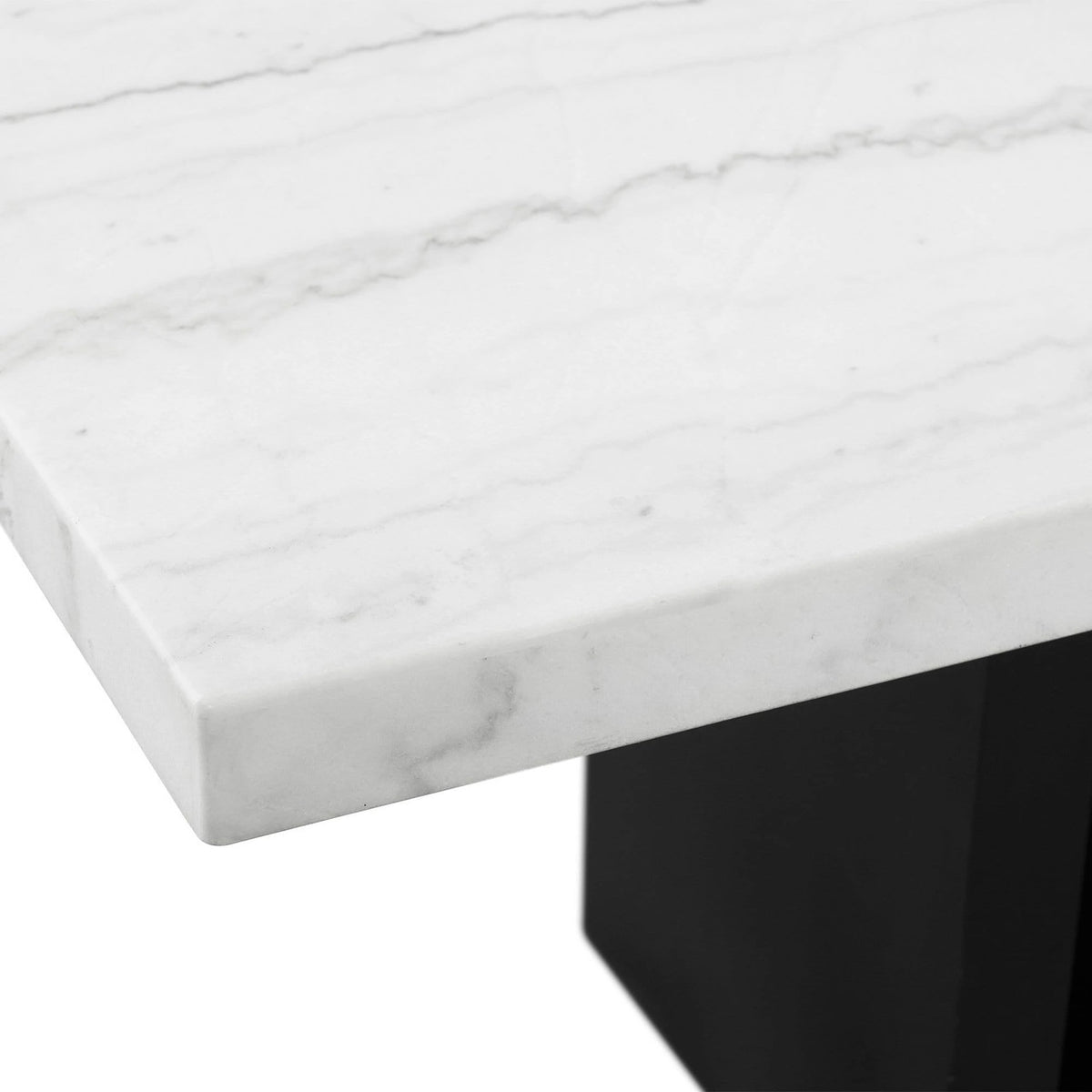 VALERY White Marble Table & Gray Velvet Chairs 7-Piece Dining Set