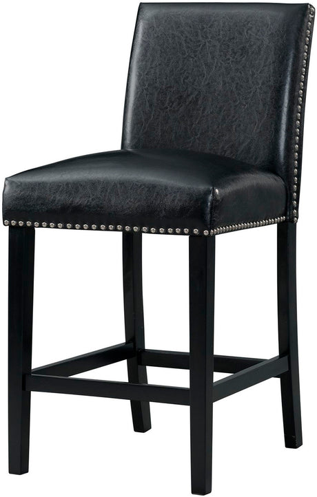 VALERY White Marble Table & Black Faux Leather Chairs 5-Piece Counter Height Set