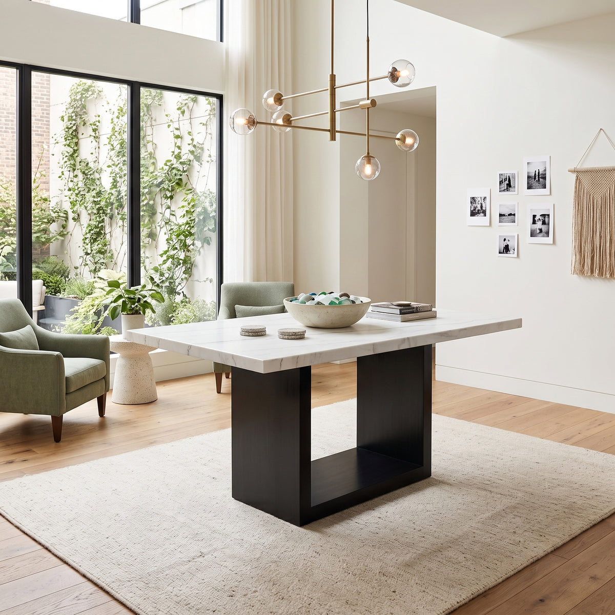 VALERY White Marble 70" Wide Counter Height Table