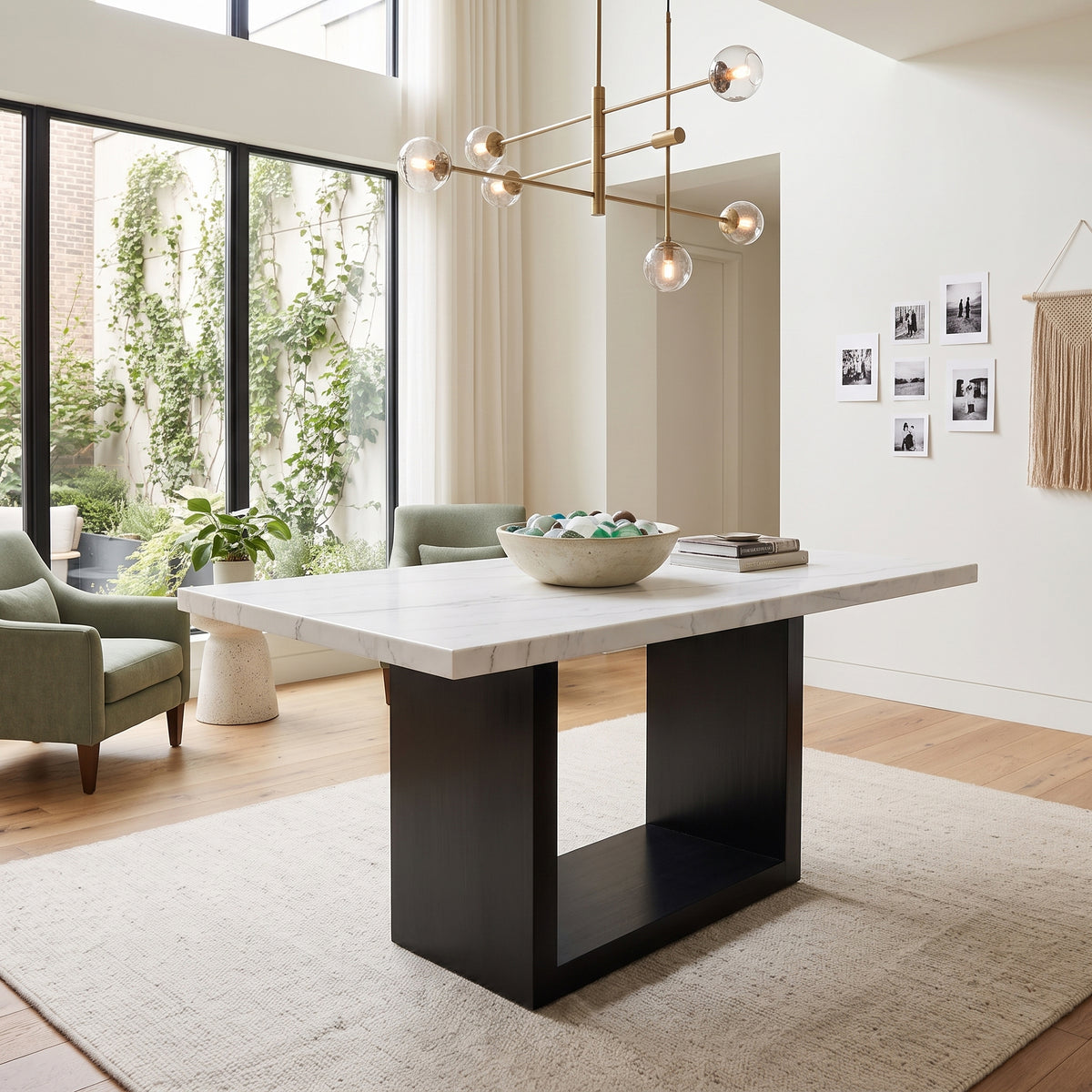 VALERY White Marble 70" Wide Counter Height Table