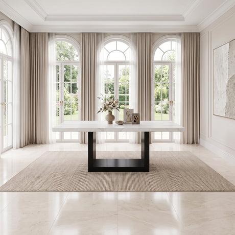 VALERY White Marble 70" Wide Dining Table