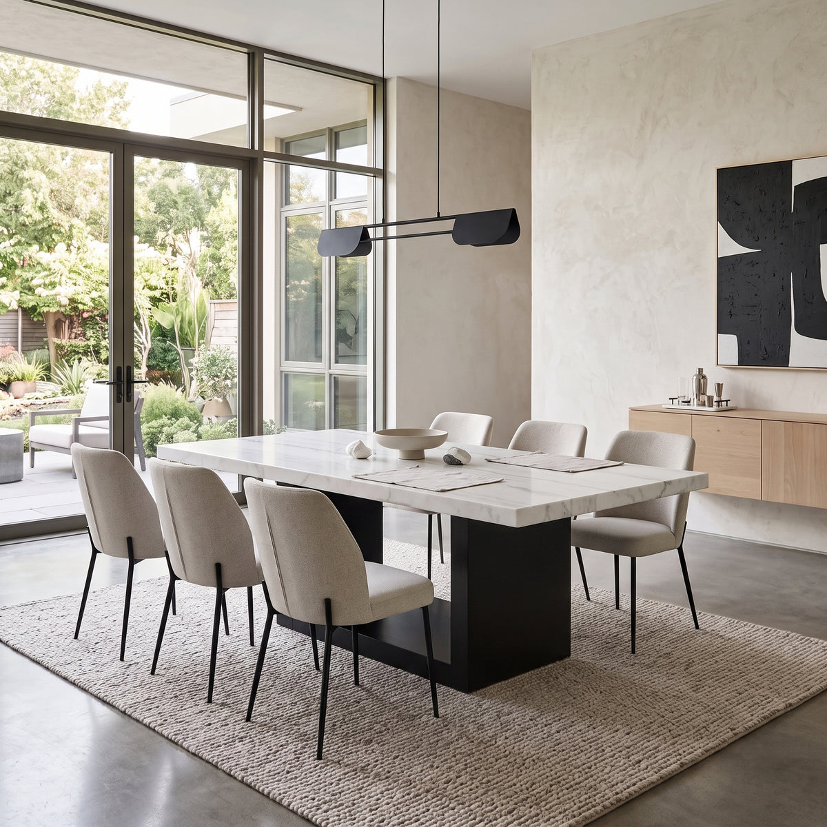 VALERY White Marble 70" Wide Dining Table