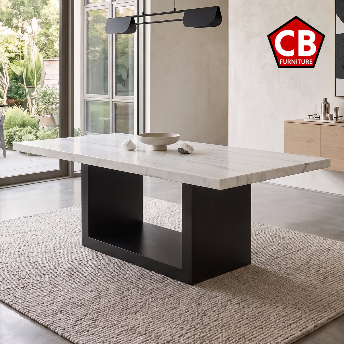 VALERY White Marble 70" Wide Dining Table