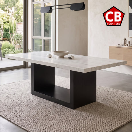 VALERY White Marble 70" Wide Dining Table