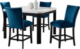 MARLENA White & Blue 5 Piece Squared Counter Height Set