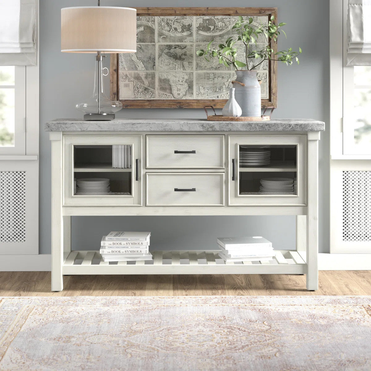 VANDALE Gray Real Marble 61" Wide x 38" Height Server