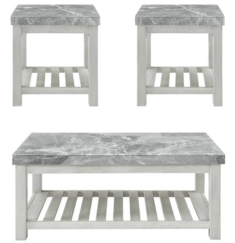 VANDALE Gray Real Marble 48" x 26" Coffee Table